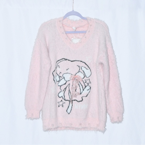 No Brand Sweaters - Angora oversized bunny bow sweater